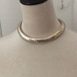 Silver Textured Choker Necklace